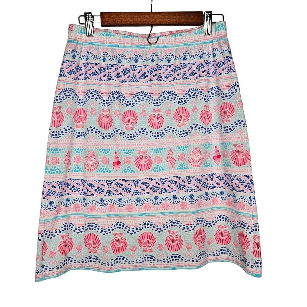 Talbots Size Small Multicolor Floral Shell Pull On Mini Skirt Pink Blue